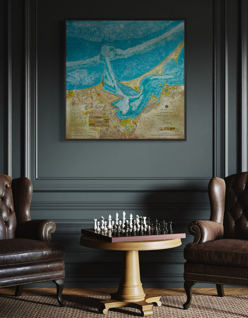 Nantucket Harbor Nautical Chart | Framed Giclee Print on Canvas